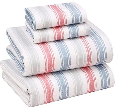 4 Piece 100% Cotton Sheet Set Deep Pocket 200 Thread Count Cozy Soft Bed Sheets - Image 1 of 4