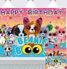 Beanie Boo Happy  Birthday Backdrop Banner Background Vinyl Party Supplies 7x5ft