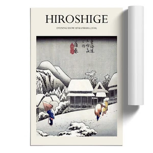Stampa poster arte parete senza cornice sera neve a Kanbara di Utagawa Hiroshige - Foto 1 di 4