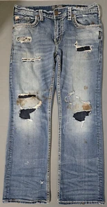 silberne Jeans Herren 34x32 ZAC distressed fleckig Workwear ***tatsächliche Größe 36x31*** - Bild 1 von 18