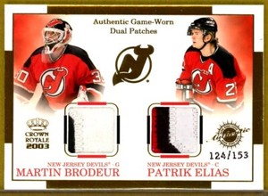 2002-03 Crown Royale Dual Patches #14 Martin Brodeur / Patrik Elias PATCH /153