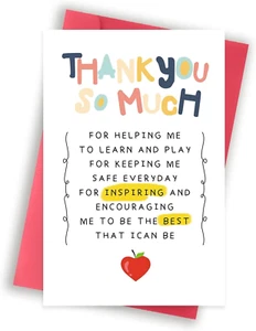 Cute Thank You Teacher Card, Thank You for Helping Me Grow Card - Picture 1 of 11
