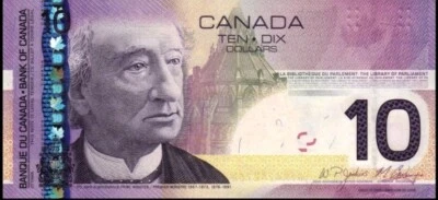 2005 Banknote Canada 10 Dollars CAD Circulated. Single Ten Canadian Dollars.  - Image 1 of 2