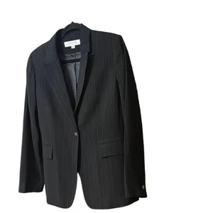 Tahari Arthur S Levine Womens Gray Pinstripe One Button Lined Blazer Jacket 12 - Picture 1 of 8