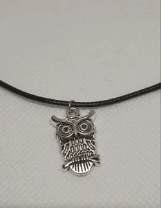 Collana in corda Unisex con Charm in zircone Gufo Porta Fortuna No Pandora - Foto 1 di 2
