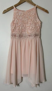 BCX Big Girls Lace Handkerchief Hem Skater Dress Med Pink Size 7 - Picture 1 of 5