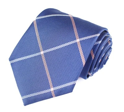 "Corbata a cuadros azul PAUL FREDRICK para hombre 100 % seda hecha en EE. UU. 56"" L x 3,75" W" Foto 1 de 4