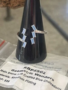 BP "Geometric Wonders" RBP5502 Size 11 LC Blue Chalcedony Rhodium Plated - Picture 1 of 6