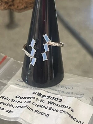 BP "Geometric Wonders" RBP5502 Talla 11 LC Azul Calcedonia Chapado en Rodio Foto 1 de 4