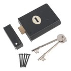 Rim Dead Lock Black Gate DOUBLE HANDED with screws Door Latch Shed Garden 2 keys