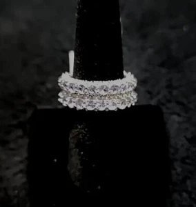 Bandring Größe 8 💍 Zirkon Neu mit Etikett 2 Ringe 925 Sterling Silber - Bild 1 von 7