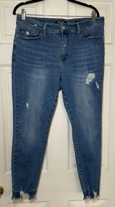 Judy Blue Jeans Damen 16 W Skinny Fit Mid Rise Crop Blau Distressed Denim - Bild 1 von 6