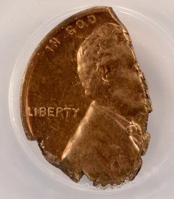 (1909-1958) 1c Wheat Cent Struck on 1.39G Fragment ANACS MS63 RB - Image 1 of 4