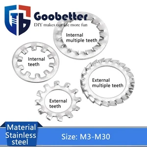 M3-M30 Serrated Lock Washers Internal & External Toothed A2/A4 Stainless Steel - Picture 1 of 72