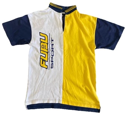 Camiseta DE COLECCIÓN FUBU Sport 1/4 Cremallera Cuello - Azul/Amarillo/Blanco Y2K JUVENTUD M  Foto 1 de 4