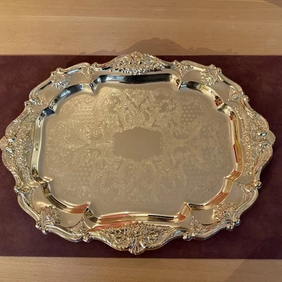 Zauberhaftes vergoldetes Tablett mit Verzierungen, Vintage, Tipptopp - Bild 1 von 4