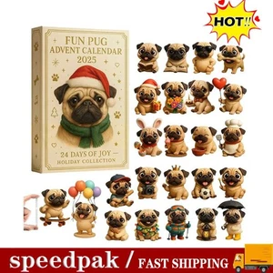 Lustiger Mops Adventskalender 2025, 24 Tage Weihnachten Mops Hund Adventskalender ✨ - Bild 1 von 14