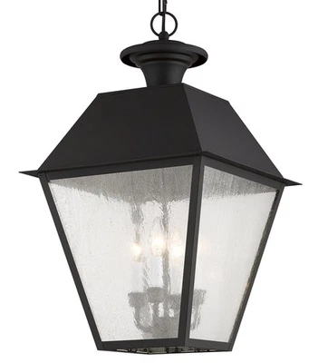 Colgante exterior Livex Lighting 2174 negro Mansfield con 4 luces Foto 1 de 4