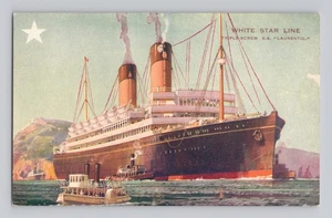 SS LAURENTIC SAILING TO CANADA White Star Line ART POSTCARD  - Picture 1 of 2