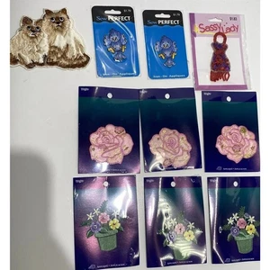 Wrights Sewing/Crafting Iron Applique Lot (10) - New - Flower Cat Rose Red Hat - Picture 1 of 6