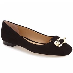 Michael Michael Kors Gloria Suede Leather Ballet Flats Black Women’s 7.5 New - Picture 1 of 10