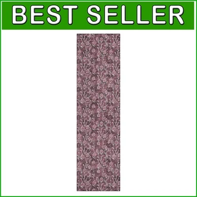 Merlot 2'3" x 7'6" Machine Washable Runner Rug - Indoor Outdoor Floral Charm - Image 1 of 4