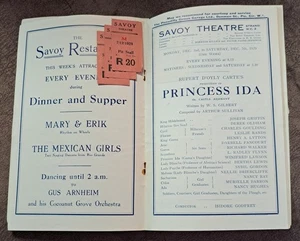 1929 D`Oyly Carte programa Gilbert & Sullivan Princess Ida Savoy Theatre - Imagen 1 de 10