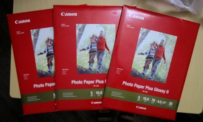 NEW LOT 3 Canon Photo Paper Plus Glossy II PP-301 8.5x11 20 Sheets EACH 60 TOTAL - Image 1 of 4
