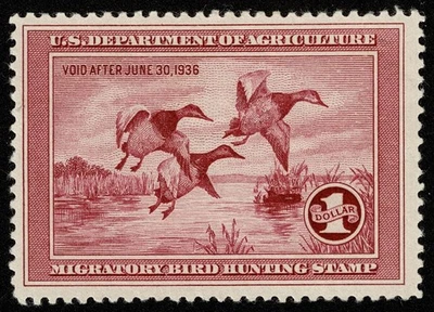 US Stamp Scott#RW2 $1 Back of Book Federal Duck Mint LH OG Well Centered - Image 1 of 2