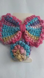 Colorful Bow Barrettes - Set Of 2 - Hair Clips - Handmade- Girls Teens Women Mum - Picture 1 of 6