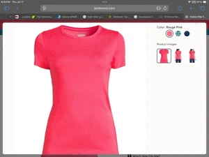 Neu Lands End S/S Crew T-Shirt - XS - Rouge Pink KOSTENLOSER VERSAND - Bild 1 von 8