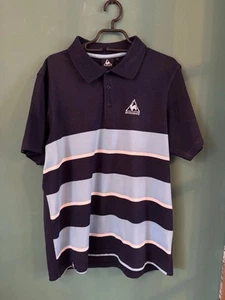 Vintage Le Coq Sportif Unisex Large Navy Striped Polo T-Shirt - Bild 1 von 3