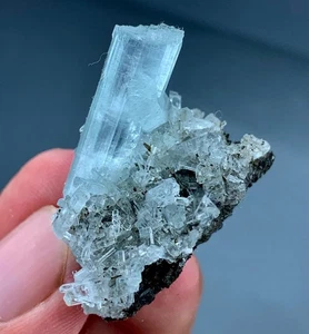 55 Carat Natural Aquamarine Crystal from Skardu Pakistan – Rare Color - Picture 1 of 10