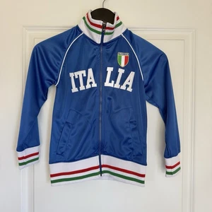 Italia Trainingsjacke Jugend klein blau Fußball Italien bestickt durchgehender Reißverschluss neu ohne Etikett - Bild 1 von 16