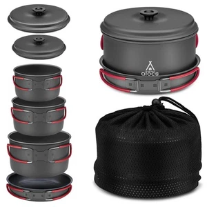 Camping Cookware, Aluminum Camping Cooking Set Camp Kitchen, Portable Camping... - Picture 1 of 8