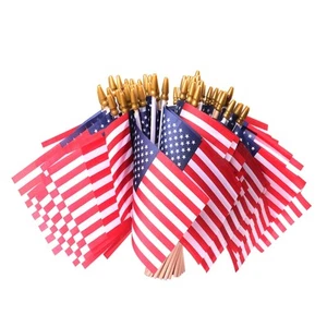 Small American Flags on Stick, 50 Pcs Fourth of July Decorations Outdoor 4''x... - Picture 1 of 7