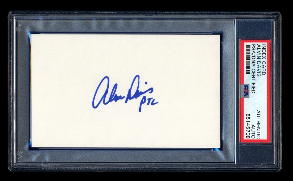 ALVIN DAVIS SIGNED MINT INDEX CARD PSA/DNA AUTO SEATTLE MARINERS HOF 1984 ROY - Image 1 of 1