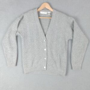 Valerie Stevens Luxury Yarns Womens Sz S Cable Knit Button Up Sweater Lambswool