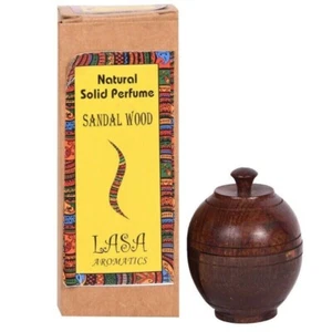 Natural Lasa Aromatics SandalWood Wooden Jar Solid Perfume 6gm - Picture 1 of 4