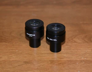 Par 2x Microscopio Olympus Japón WK 10X / 20L Oculares Oculares ¡GRAN FORMA! - Imagen 1 de 11
