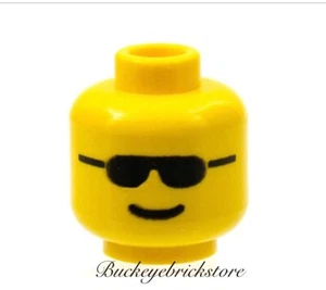 Lego Minifiguren gelber Kopf mit schwarzer Sonnenbrille und Standard Grinsen - Bild 1 von 1