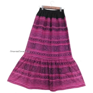 Gonna a sirena punto rosa motivo geometrico etnica contadina boho hippie hippy - Foto 1 di 4