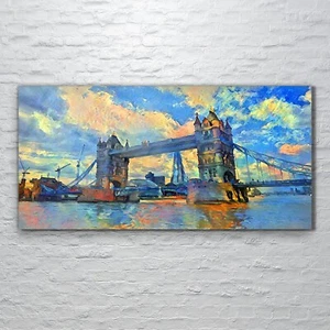 Wandbilder Glasbild Druck auf Glas 120x60 Kunst Bild Malerei London Tower Bridge - Bild 1 von 7