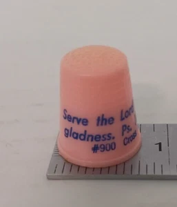 Plastic Advertising Sewing Thimble - Scripture Psalms 100:2 Pink FREE SHIPPING - Picture 1 of 3