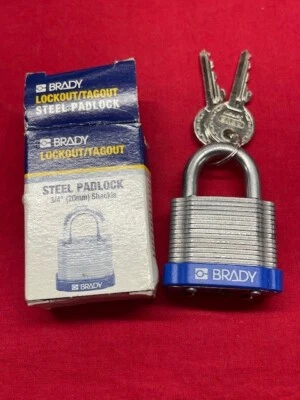 Brady 07101 Blue Safety Steel LockOut Padlock Y402546, 3/4" Shackle - Image 1 of 4