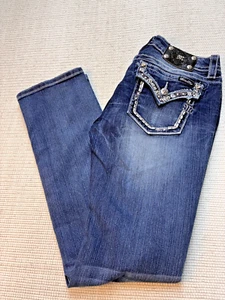 Miss Me Jeans Signature Straight Size 31 Bling Rhinestones - Picture 1 of 9