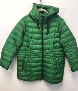 Cappotto lungo donna Nuage puffer taglia 2x con cappuccio verde smeraldo tasche zip intera - Foto 1 di 10