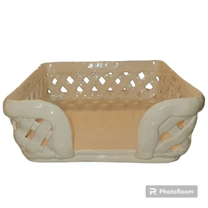 ARTIMINO Portugal beige Steingut geflochten 8" quadratisch SERVIETTE Korb offen SELTEN RARITÄT - Bild 1 von 7
