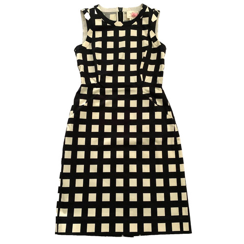 Abito tubino Kate Spade Squares quadri quadri quadri quadri tg 2 0 cotone elasticizzato fiocco