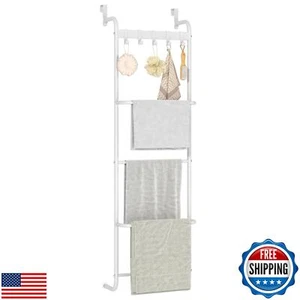 FKUO 5 Tier Over The Door Towel Racks for Bathroom Wet Towel Drying Rack Clot - Picture 1 of 5
